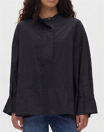 Rabens Saloner - Smea Poplin Flared Skjorte - Black